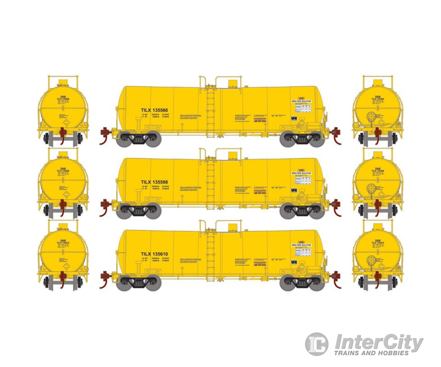 Athearn Ath16398 Ho 16 000 Gallon Clay Tank Tilx #135566 / #135598 #135610 (3) Freight Cars