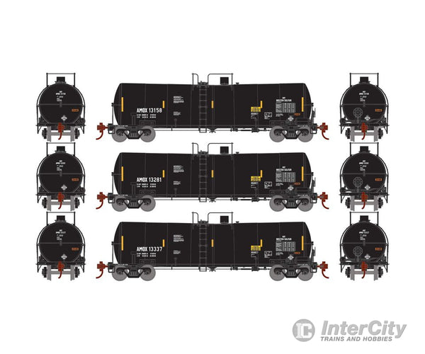 Athearn Ath16407 Ho 16 000 Gallon Clay Tank Amox #13158 / #13281 #13337 (3) Freight Cars
