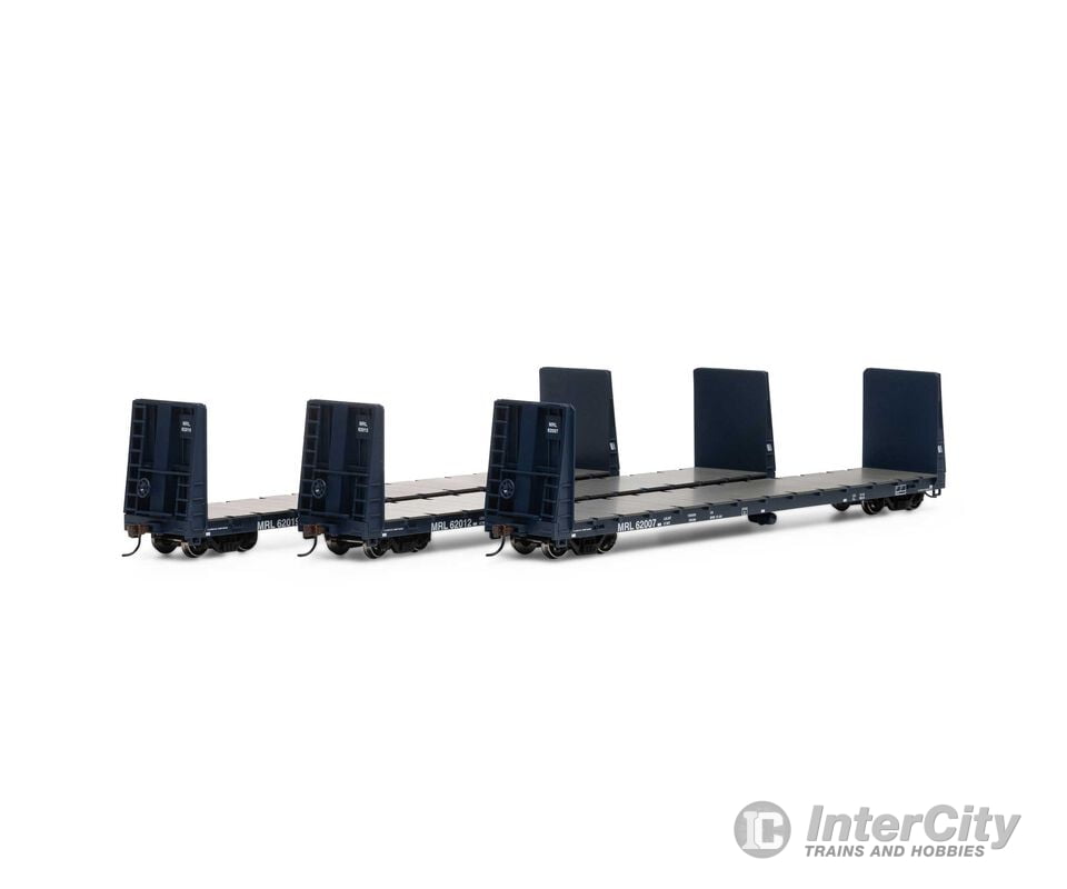 Athearn ATH17226 HO 60’ Bulkhead Flat MRL #62007 62012 62019 (3) Freight Cars