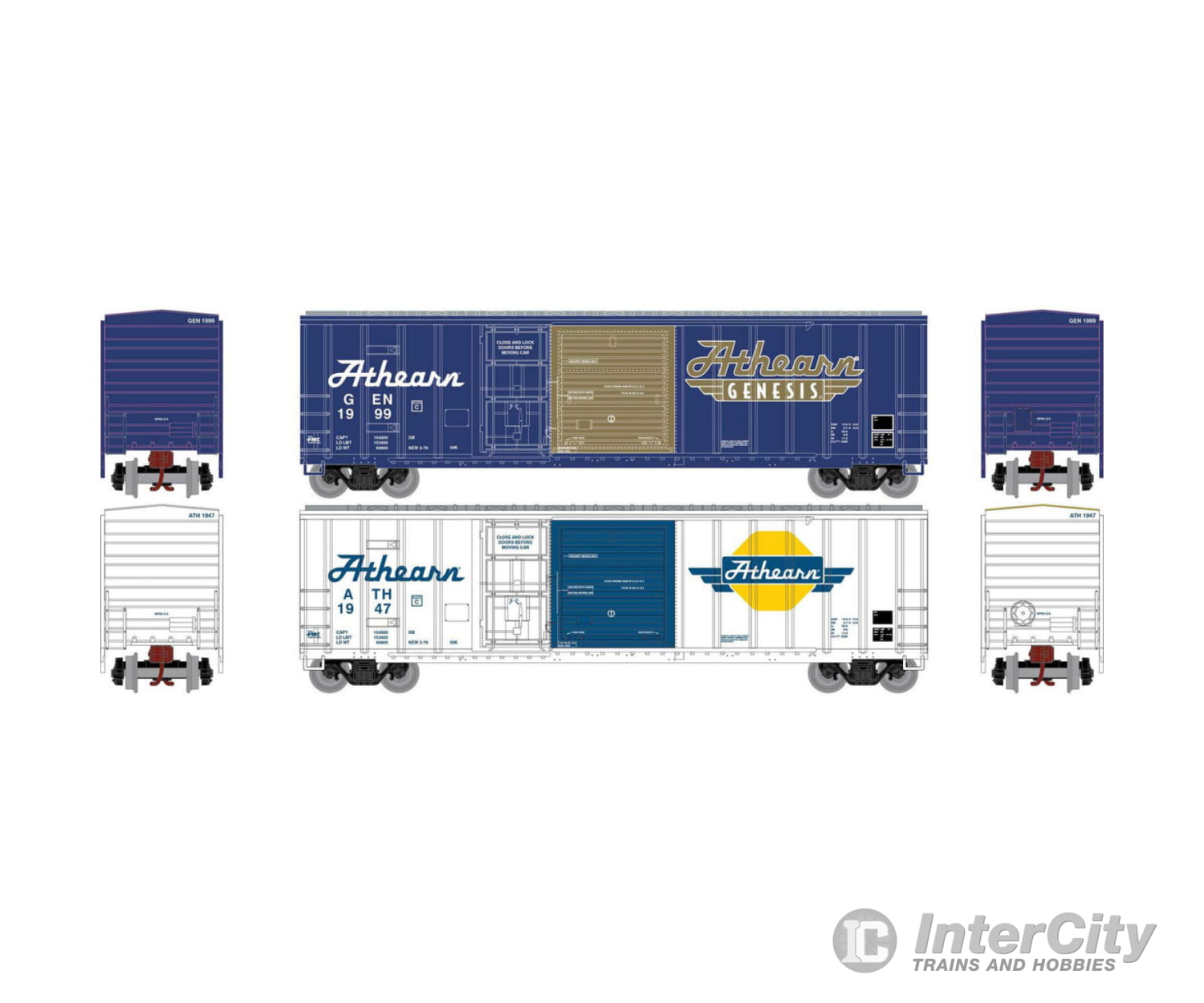 Athearn Ath24599 N 50 Fmc Box #1946/Genesis #1999 (2) Freight Cars