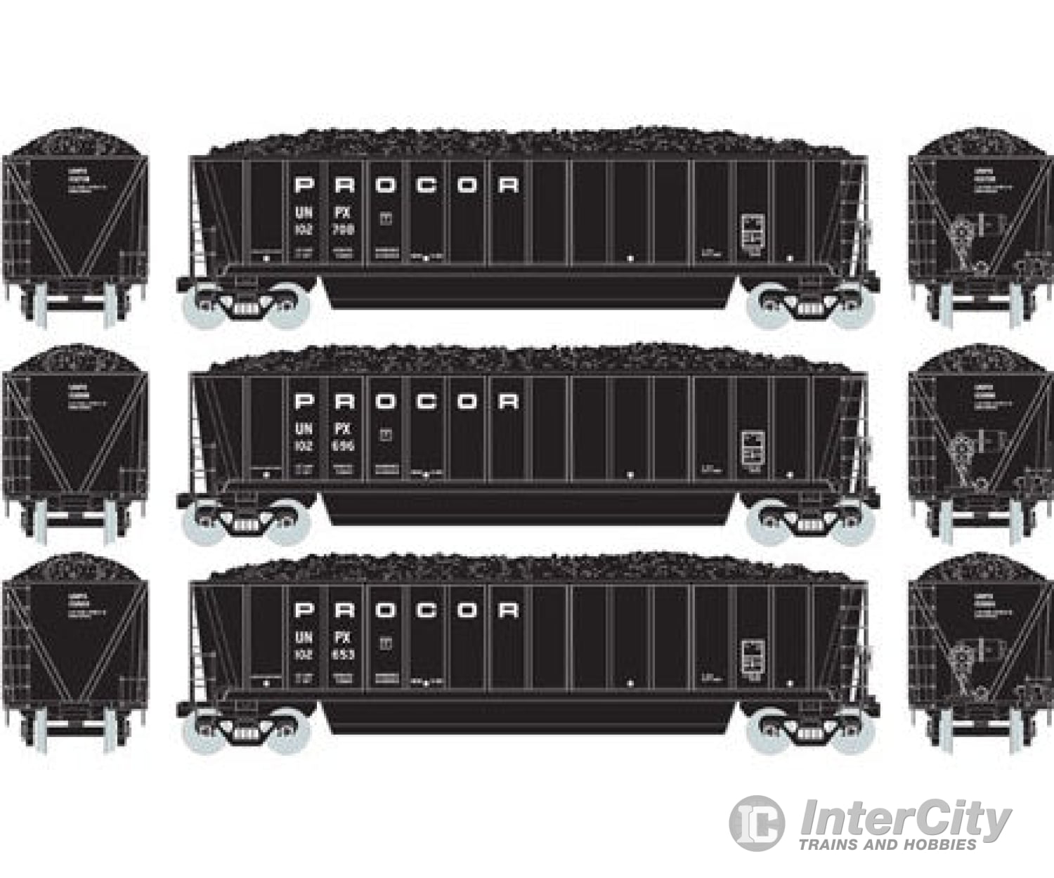 Athearn Ath26502 Ho Bathtub Coal Gondola Procor Bethgon 3-Car Set Freight Cars