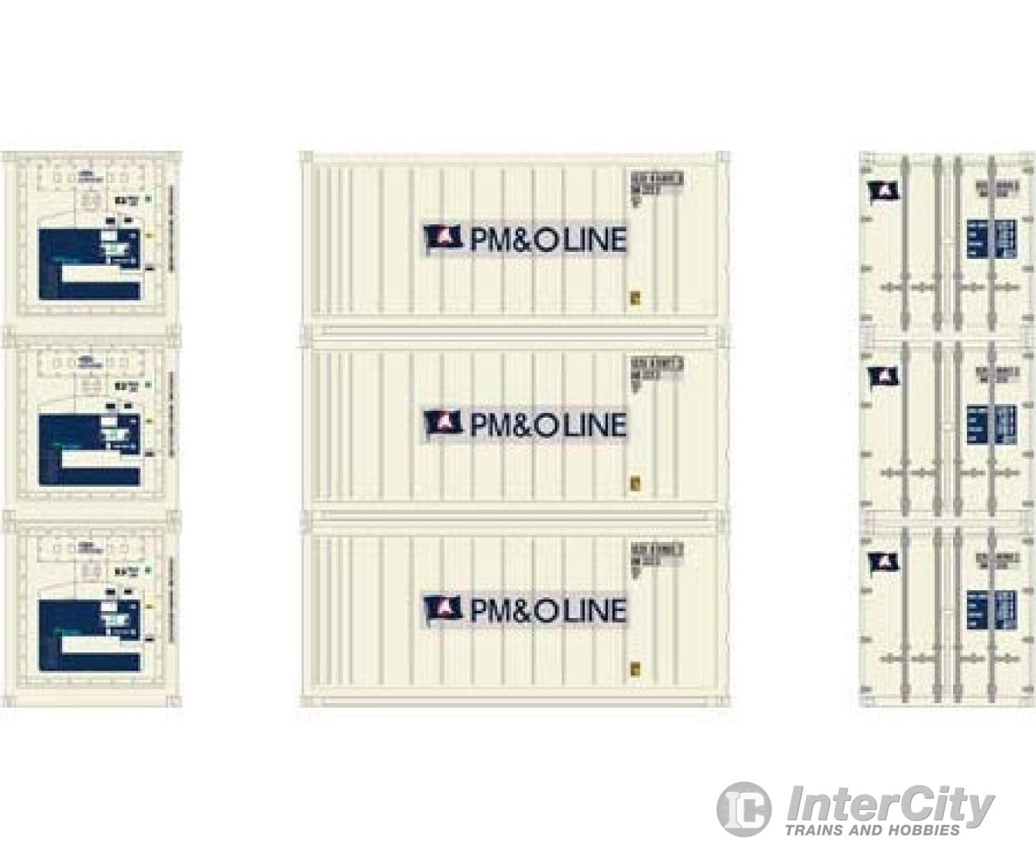 Athearn Ath28852 Ho 20’ Containers Reefer Container Pm&O (3 - Pack) Freight Loads &