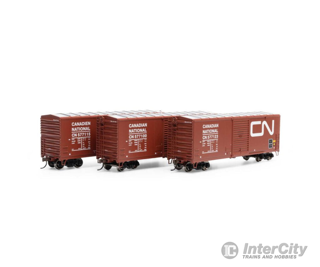 Athearn Ath69444 Ho 40’ Modern Box Car Cn #577100 / #577115 #577123 (3) Freight Cars