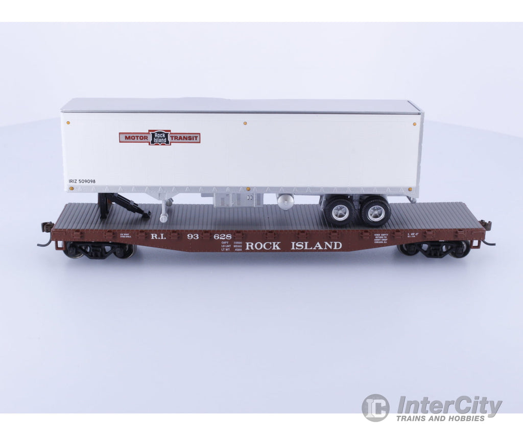 Athearn ATH72437 HO 50’ Flat with 40’ Trailer Chicago Rock Island and Pacific (ROCK) 93628 Freight Cars