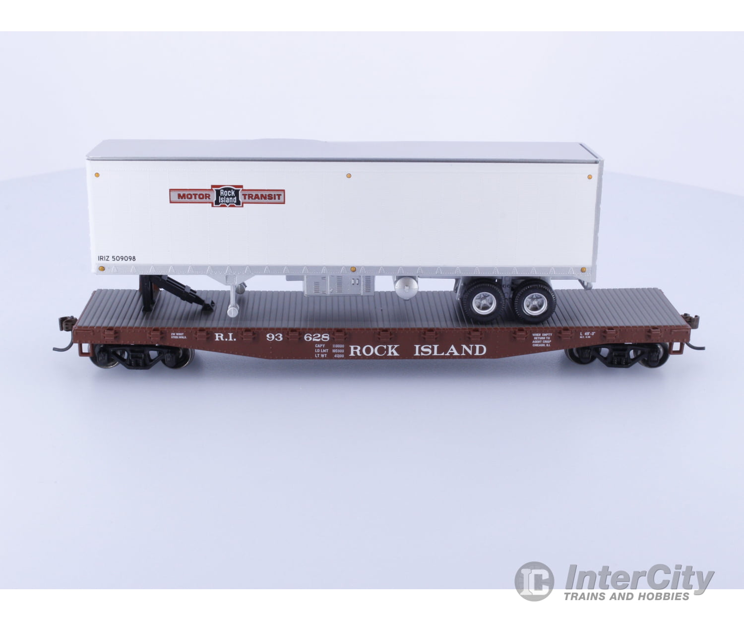 Athearn ATH72437 HO 50’ Flat with 40’ Trailer Chicago Rock Island and Pacific (ROCK) 93628 Freight Cars