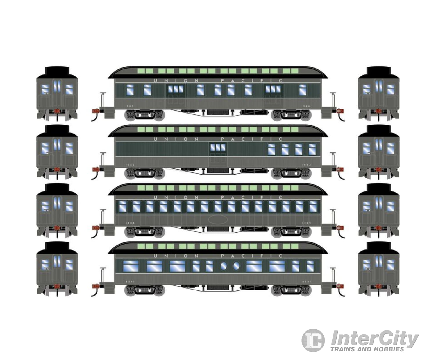 Athearn Ath84842 Ho 50’ Old Time Overland Passenger Set Up #1 (4) Cars