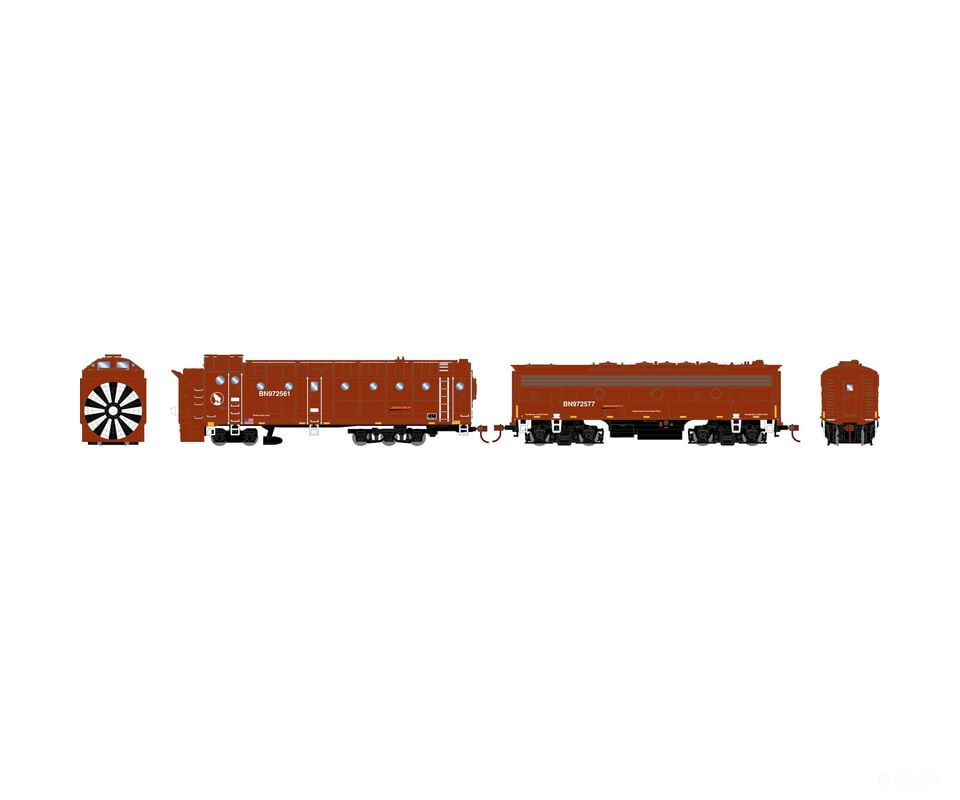 Athearn ATH93829 HO Rotary Snowplow & F7B Locomotive BNSF #972561/#972577 Locomotives