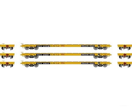 Athearn HO ATH97065 60' Flat Car, OTTX/Red Logo 3-Pack - Default Title (CH-140-97065)