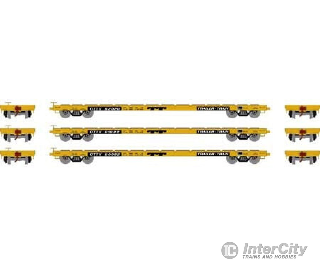 Athearn Ath97068 Ho 60 Foot Flat Car Ottx/Black Logo 3-Pack Freight Cars