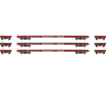 Athearn HO ATH97071 60' Flat Car, OTTX/Brown Logo (3 Pack) - Default Title (CH-140-97071)