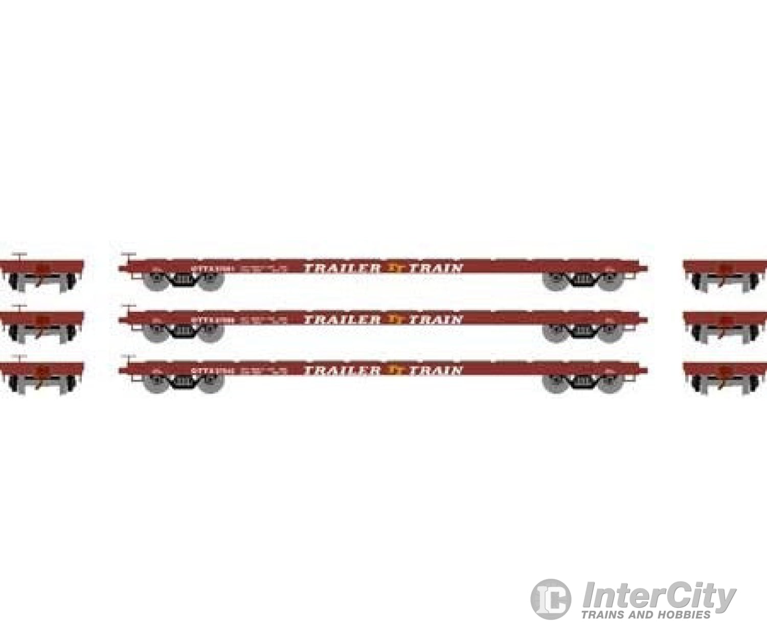 Athearn Ath97071 Ho 60 Foot Flat Car Ottx/Brown Logo (3 Pack) Freight Cars