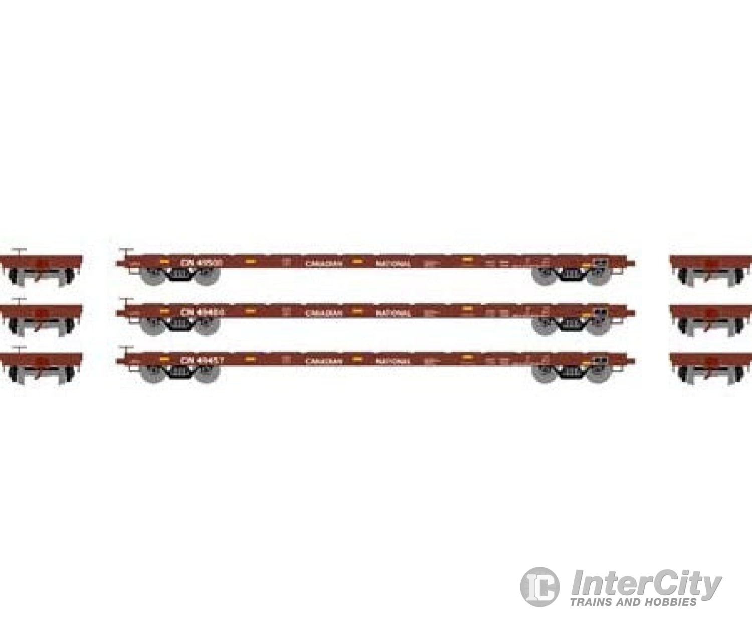 Athearn Ath97074 Ho 60 Foot Flat Car Cn (3 Pack) Freight Cars