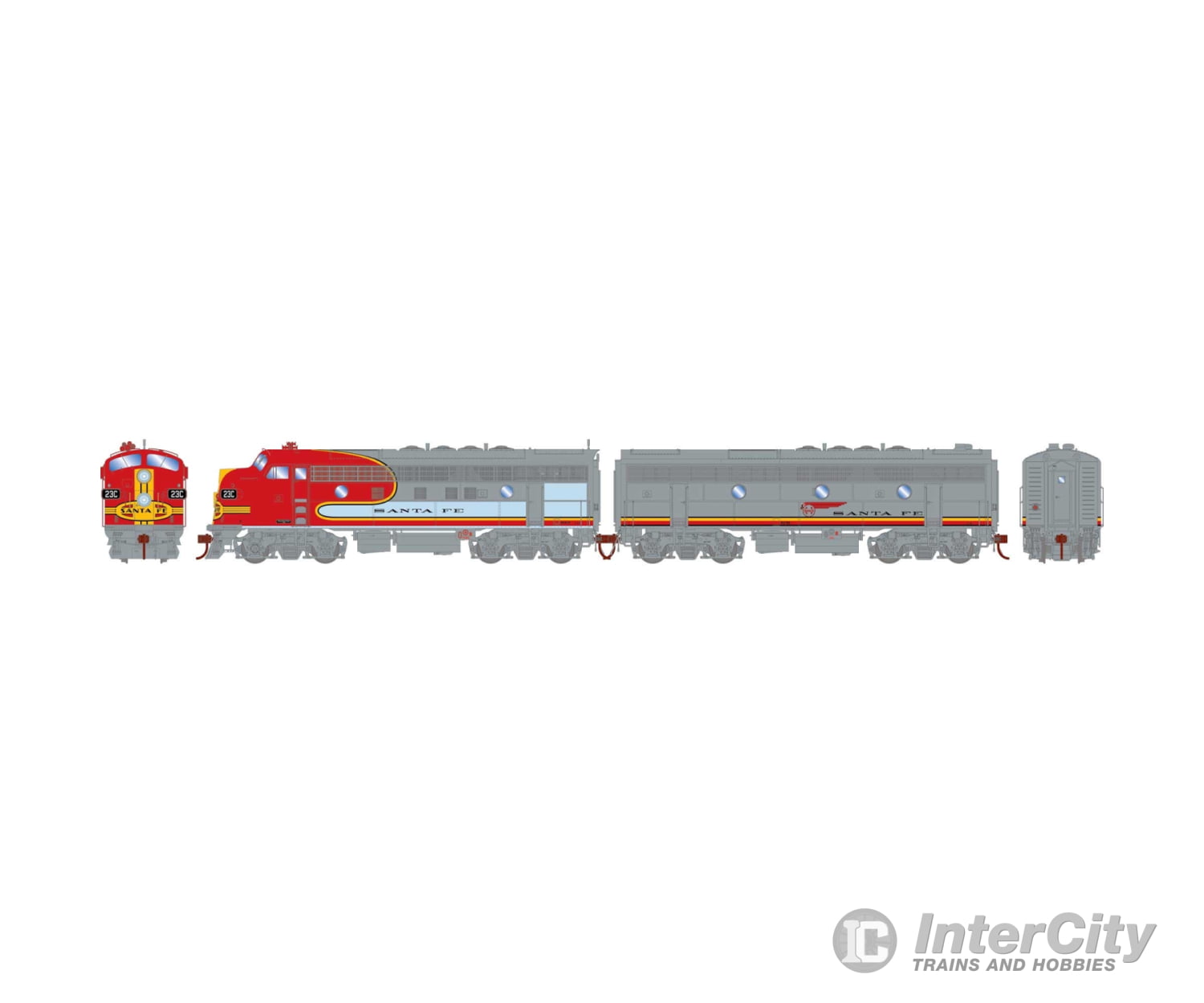 Athearn ATHG19361 HO Santa Fe Passenger A/B set w simulated Stainless Steel panels. LED Lighting - Default Title (CH-140-19361)