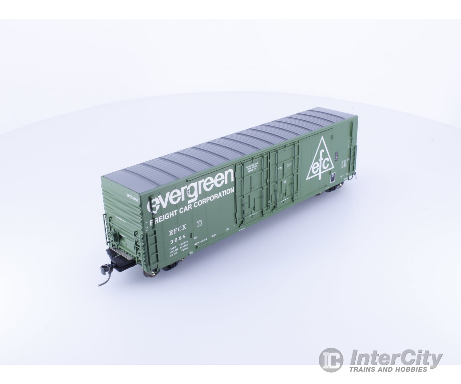 Athearn ATHG87970 HO Genesis 50’ PC&F Double YSD Plug Door Boxcar with COTS Evergreen Freight Car Corp 3688 Freight Cars
