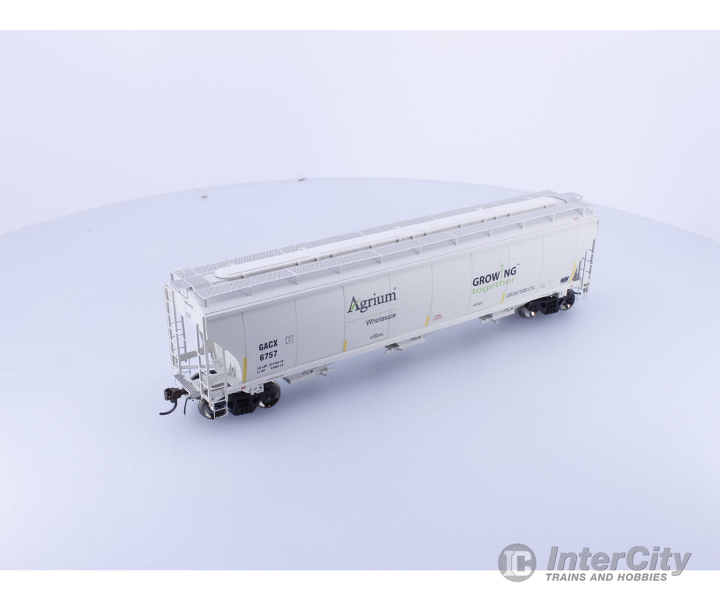 Athearn ATHG89990 HO Genesis Trinity 3 Bay Covered Hopper Agrium Wholesale General American Marks (GACX) 6757 Freight