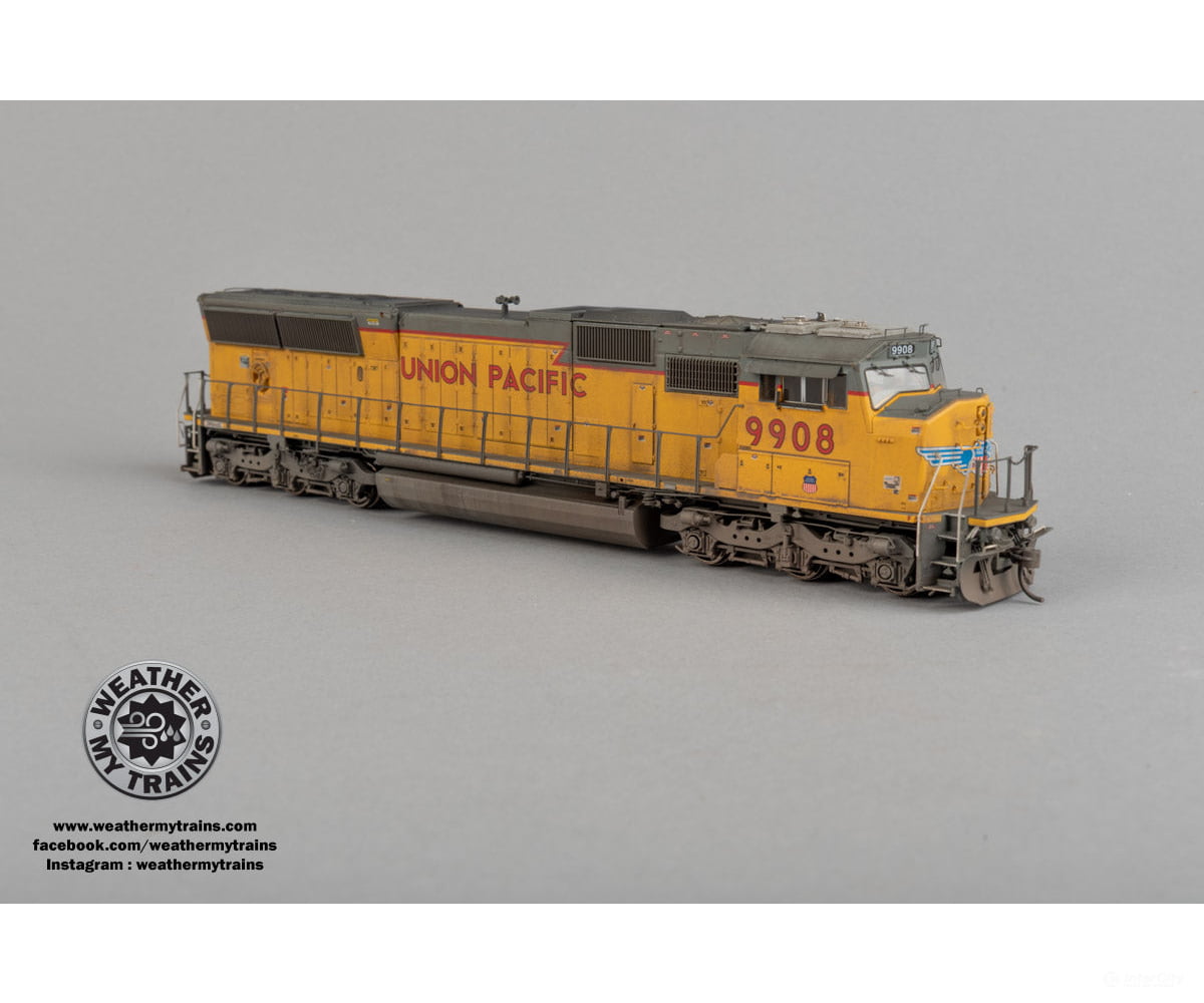 Athearn Genesis ATHG80163 HO G2.0 SD59M-2 UP #9908 DCC Ready - Weathered by WEATHER MY TRAINS - Locomotives