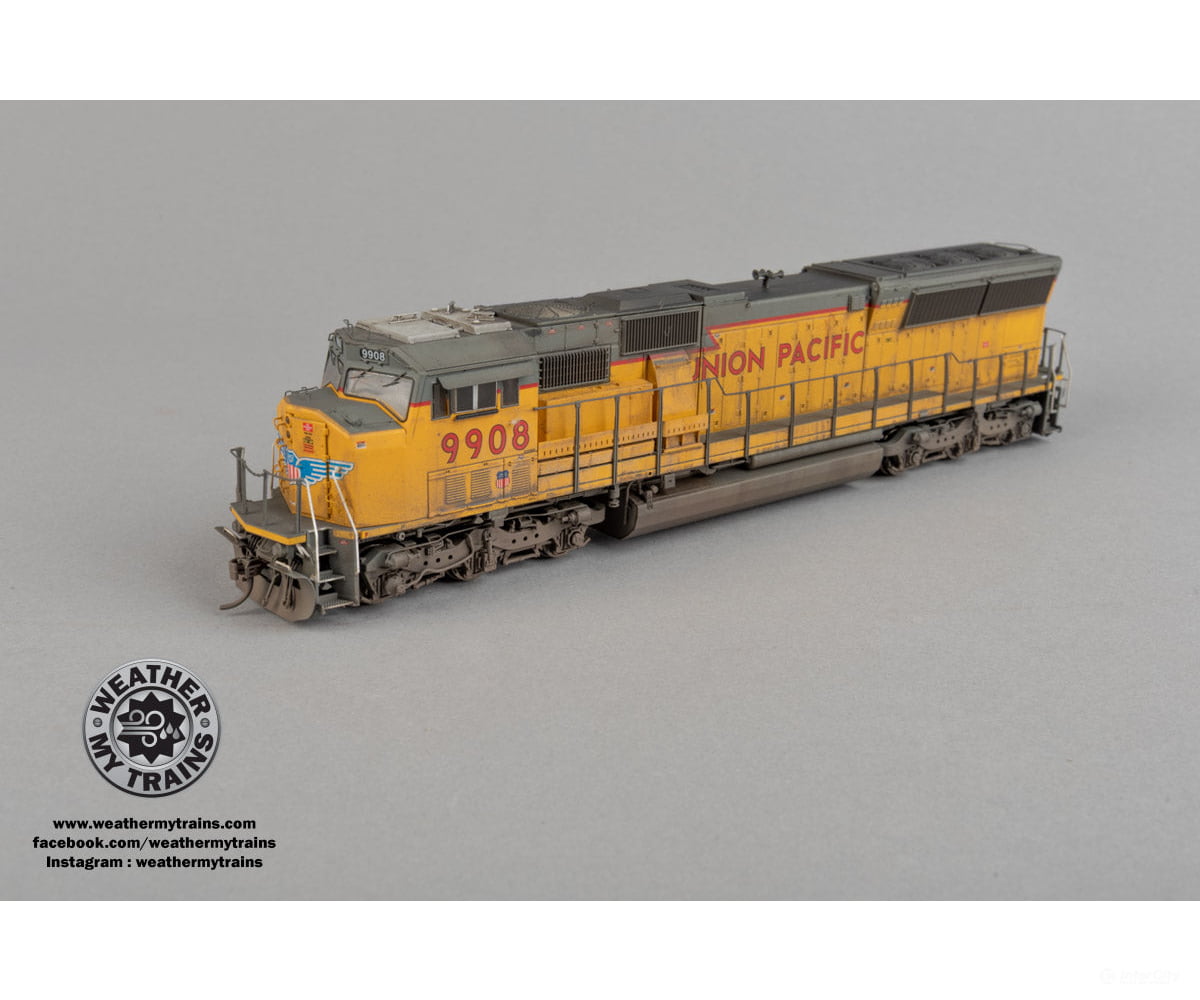 Athearn Genesis ATHG80163 HO G2.0 SD59M-2 UP #9908 DCC Ready - Weathered by WEATHER MY TRAINS - Locomotives