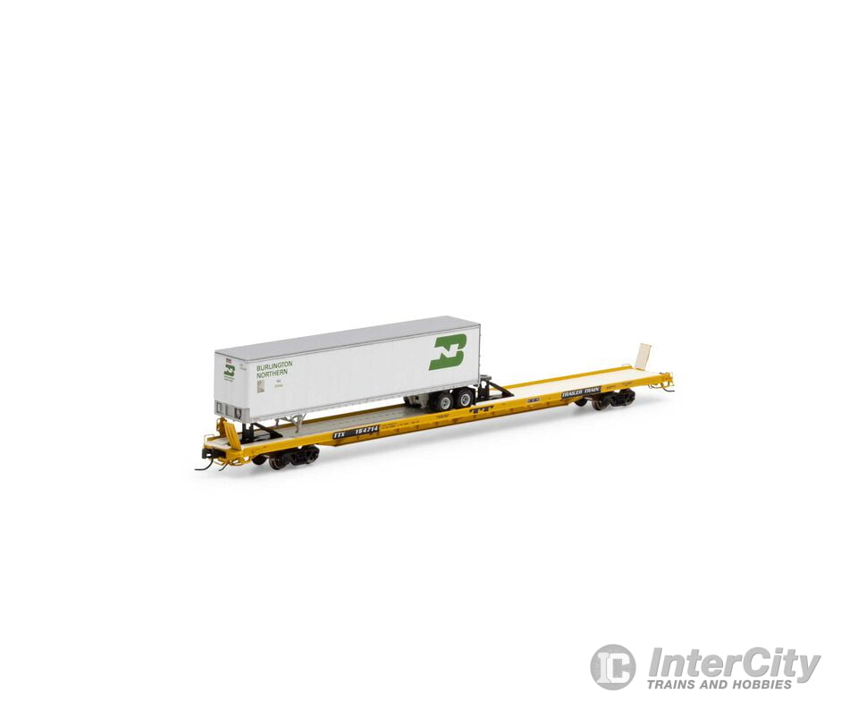 Athearn Genesis ATHGN14370 N F89-F Flat with Trailer TTX/Yellow #154714 Freight Cars