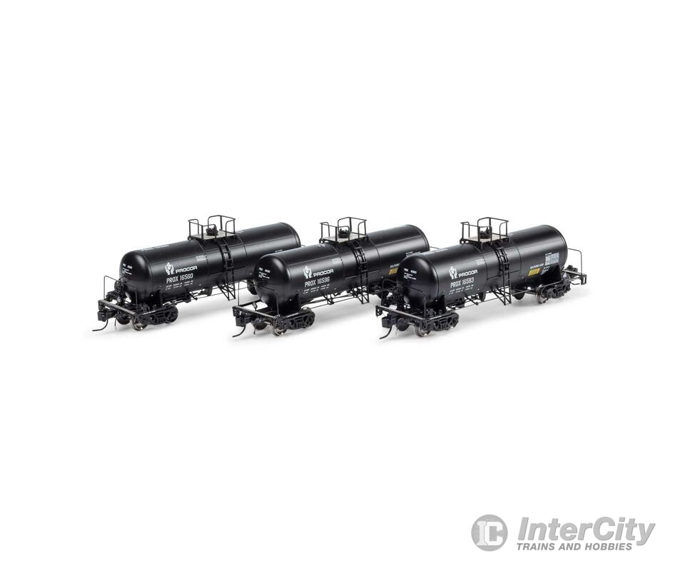Athearn Genesis ATHGN15320 N 13,600-Gallon Acid Tank PROX Black (3) Freight Cars