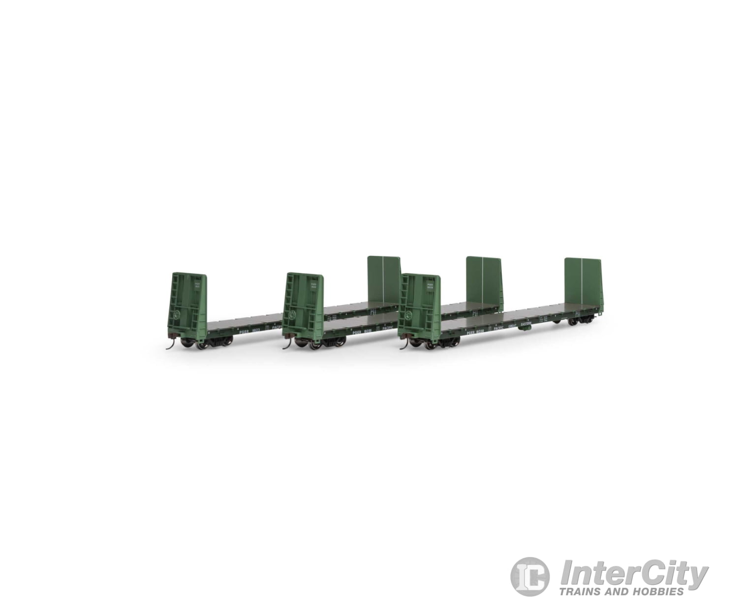 Athearn HO ATH17080 60' Bulkhead Flat Car - Pacific Great Eastern (3-Pack) - Default Title (CH-140-17080)