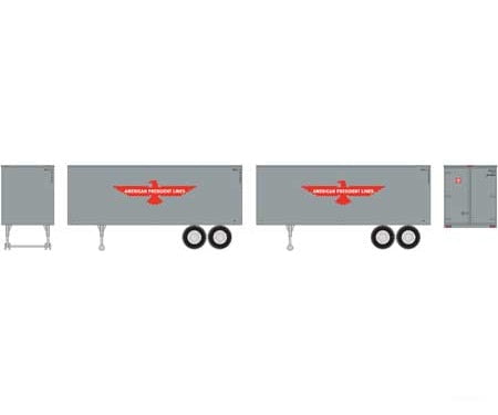 Athearn Rnd7940 Ho Trailers Various Lengths 25’ American President Line (2) Freight Loads &