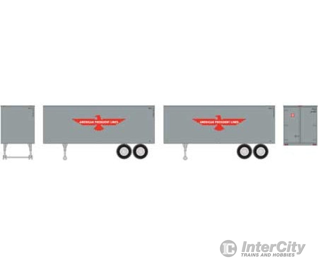 Athearn Rnd7940 Ho Trailers Various Lengths 25’ American President Line (2) Freight Loads &