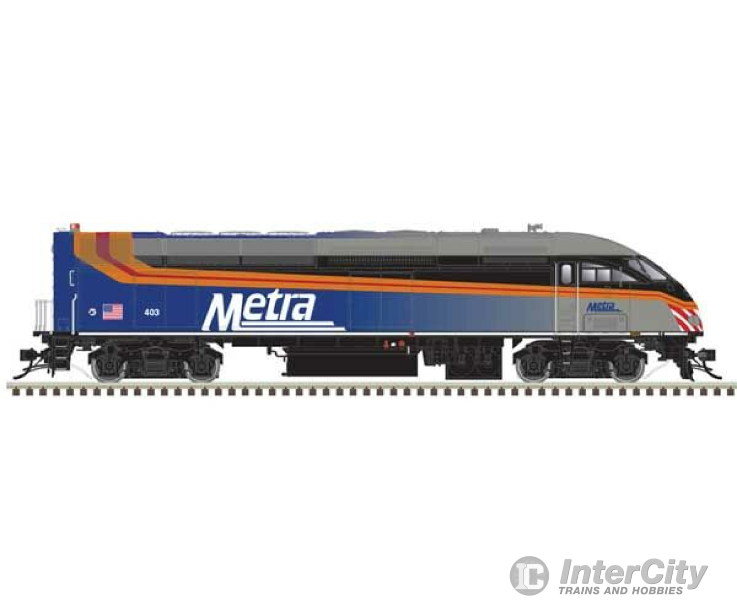 Atlas 10004146 Motive Power Industries Mp36Ph-3C - Standard Dc -- Metra #403 (Silver Blue Black)