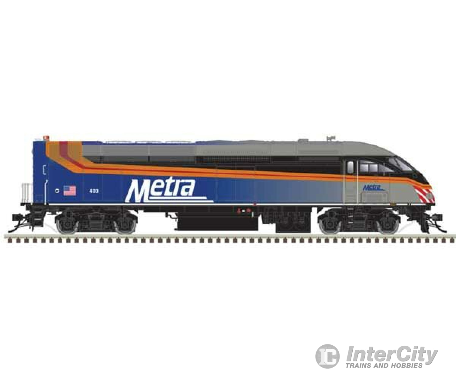 Atlas 10004148 Motive Power Industries Mp36Ph-3C - Standard Dc -- Metra #418 (Silver Blue Black)