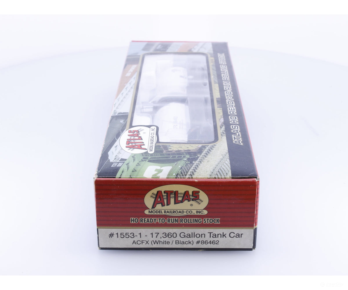 Atlas 1553-1 HO 17360 Gallon Tank Car ACFX White/Black American Car and Foundry (ACF/ACFX) 86462 - Freight Cars