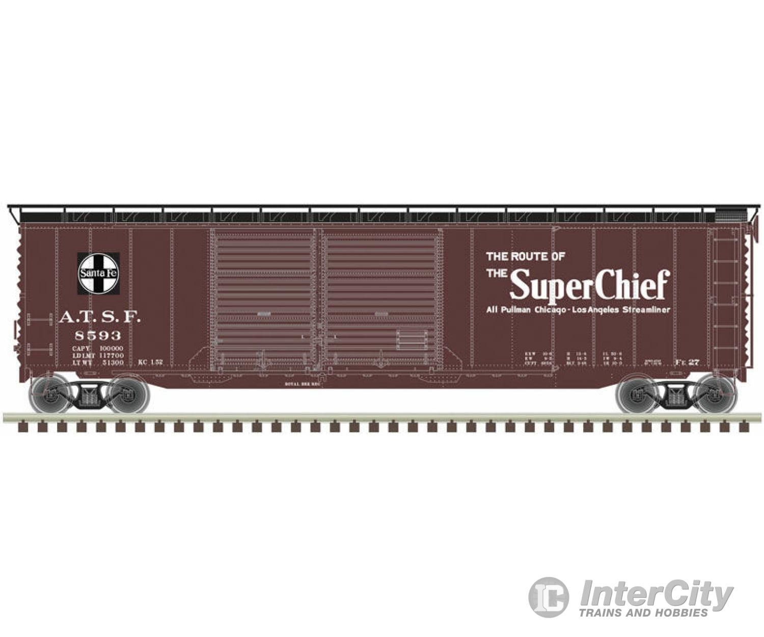 Atlas 20006592 Postwar 50 Double-Door Boxcar - Ready To Run Master(R) -- Santa Fe 8593 (Boxcar Red