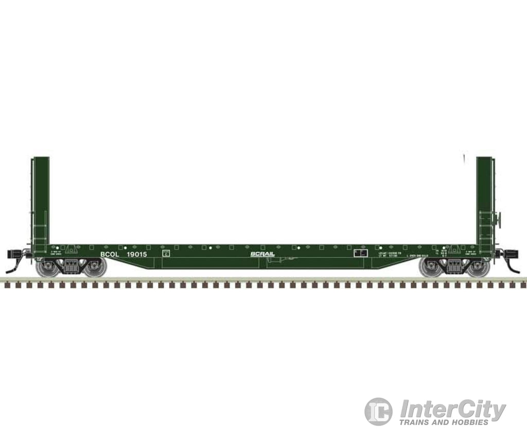 Atlas 20007092 516 Bulkhead Flatcar - Ready To Run Master(R) -- Bc Rail #19015 (Green White) Freight