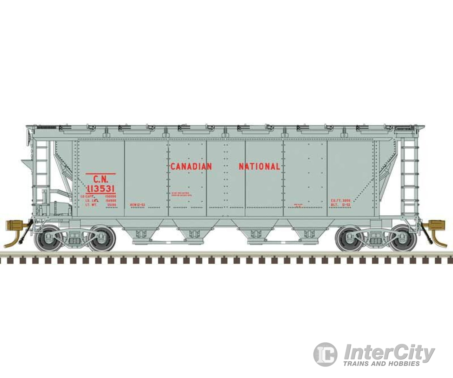 Atlas 20007153 Slab-Side Covered Hopper - Ready To Run Master(R) -- Canadian National #113404 (Gray