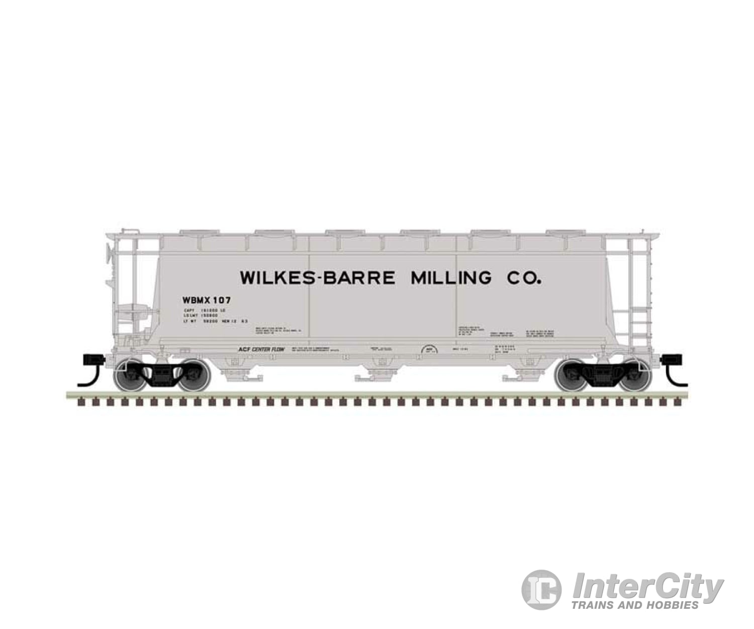 Atlas 20007183 Acf 3-Bay Cylindrical Hopper - Ready To Run -- Wilkes-Barre Milling Co. #101 (Gray