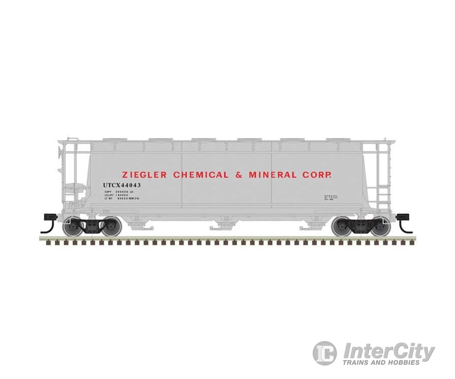 Atlas 20007187 Acf 3-Bay Cylindrical Hopper - Ready To Run -- Ziegler Chemical #44045 (Gray Red)