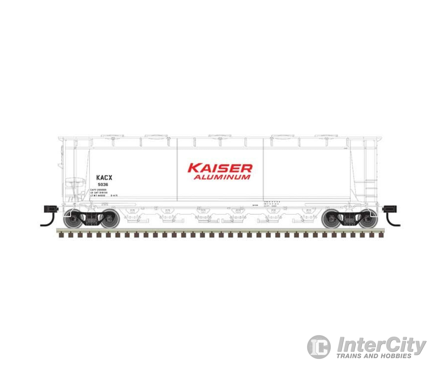 Atlas 20007189 Acf 6-Bay Cylindrical Hopper - Ready To Run -- Kaiser Aluminum #5029 (White Red)