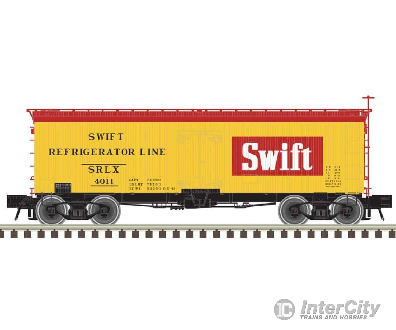 Atlas 20007201 36 Wood Reefer - Ready To Run Master(R) -- Swift #4011 (1949 Scheme Yellow Red White)