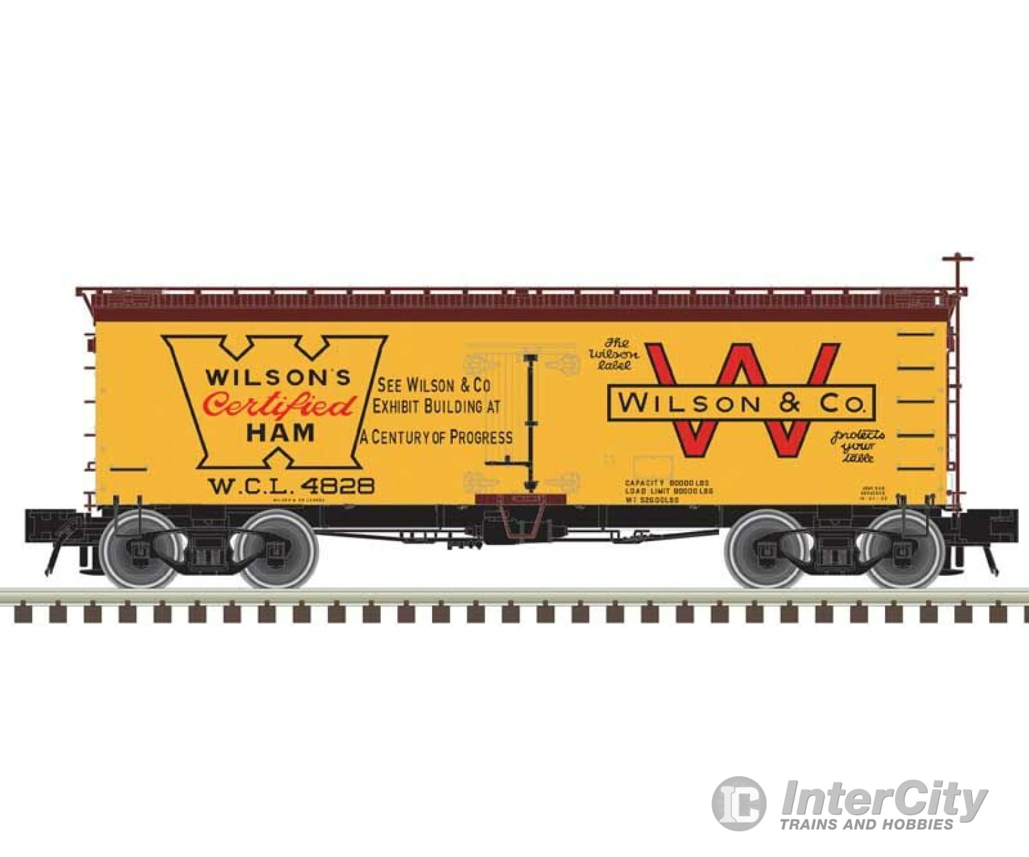 Atlas 20007203 36 Wood Reefer - Ready To Run Master(R) -- Wilson Packing Certified Ham #4824 (Yellow