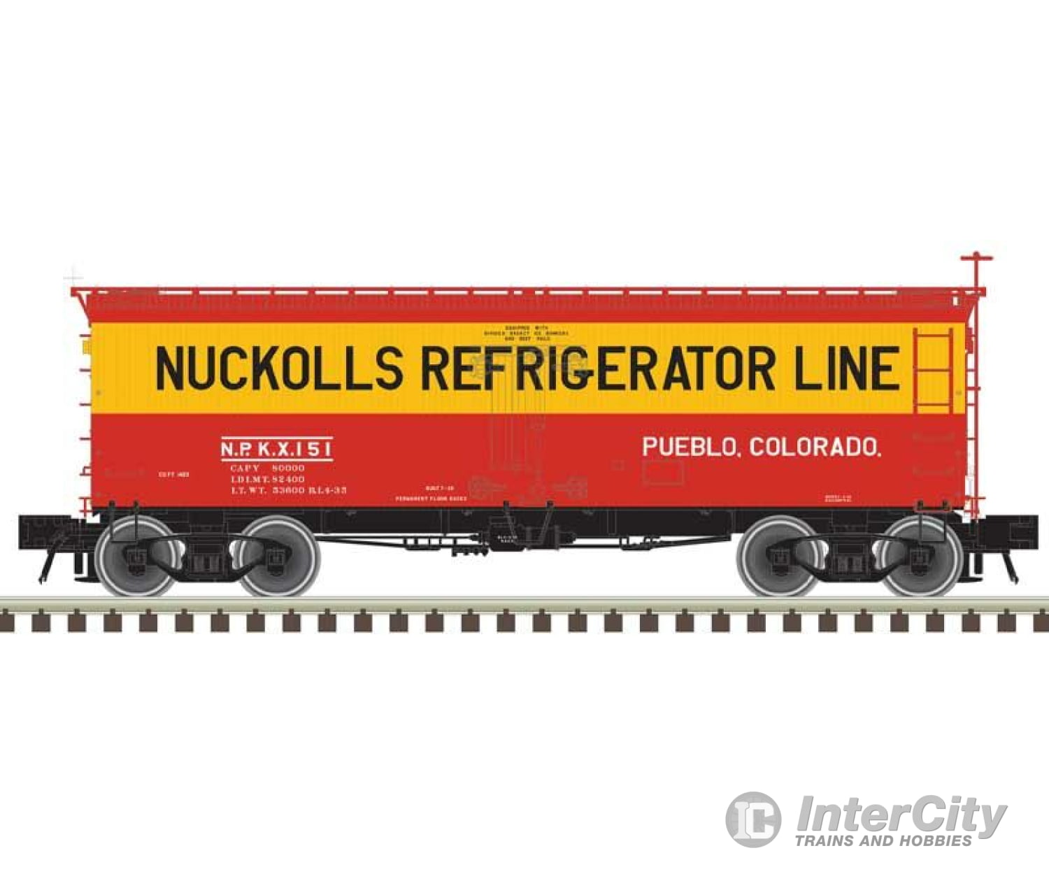 Atlas 20007207 36 Wood Reefer - Ready To Run Master(R) -- Nuckolls #151 (Red Yellow) Freight Cars