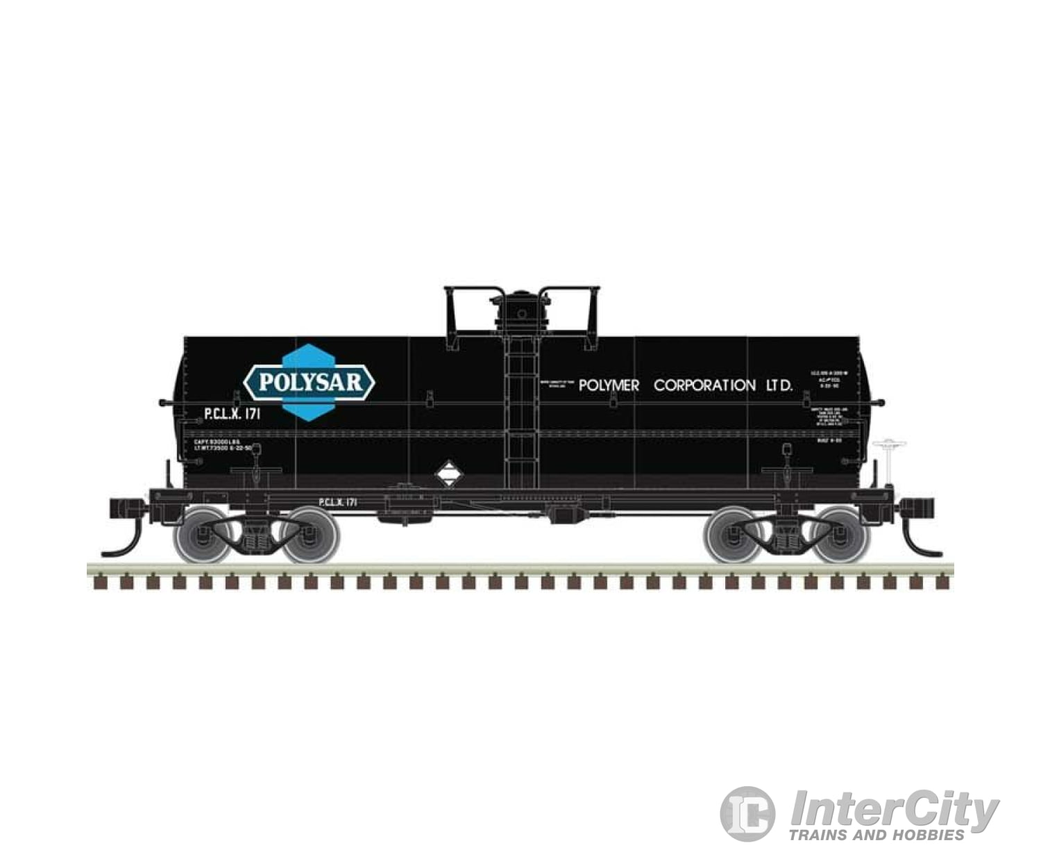 Atlas 20007351 11 000-Gallon Tank Car W/Platform - Ready To Run Master(R) -- Polysar Pclx #170