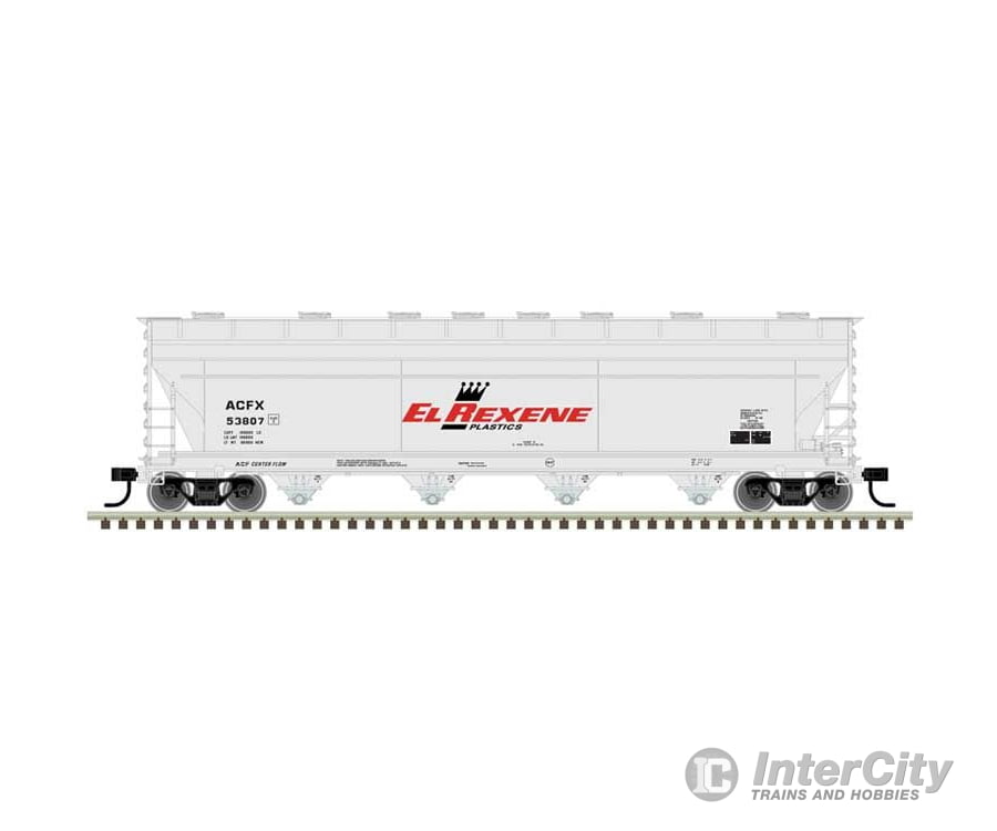 Atlas 20007376 Acf 5250 Covered Hopper - Ready To Run Master(R) Plus -- El Rexene #53807 (Gray Black