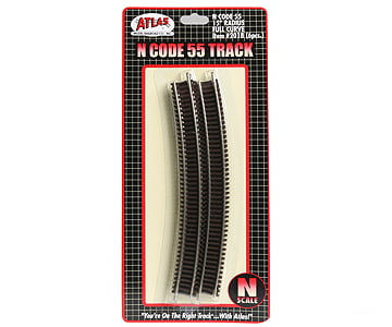 Atlas 2018 Code 55 Track W/Nickel-Silver Rail & Brown Ties -- 15 Radius Full Curve Pkg(6) Turnouts