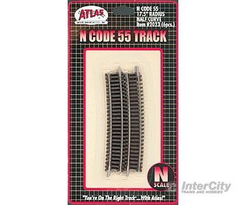 Atlas 2023 Code 55 Track W/Nickel-Silver Rail & Brown Ties -- 17-1/2 Radius Half Curve Pkg(6)
