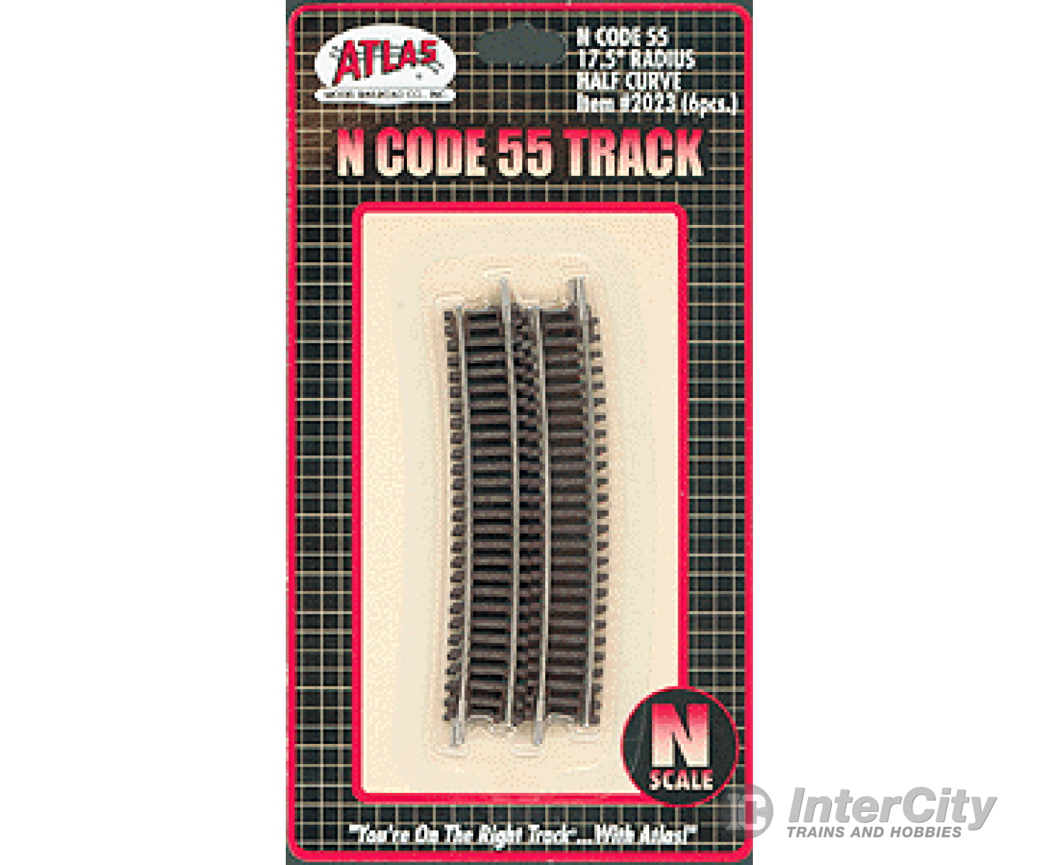 Atlas 2023 Code 55 Track W/Nickel-Silver Rail & Brown Ties -- 17-1/2 Radius Half Curve Pkg(6)