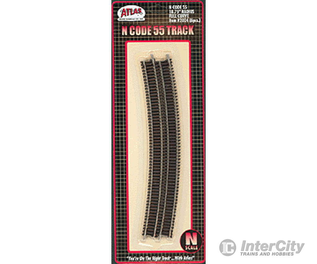 Atlas 2024 Code 55 Track W/Nickel-Silver Rail & Brown Ties -- 18-3/4 Radius Full Curve Pkg(6)