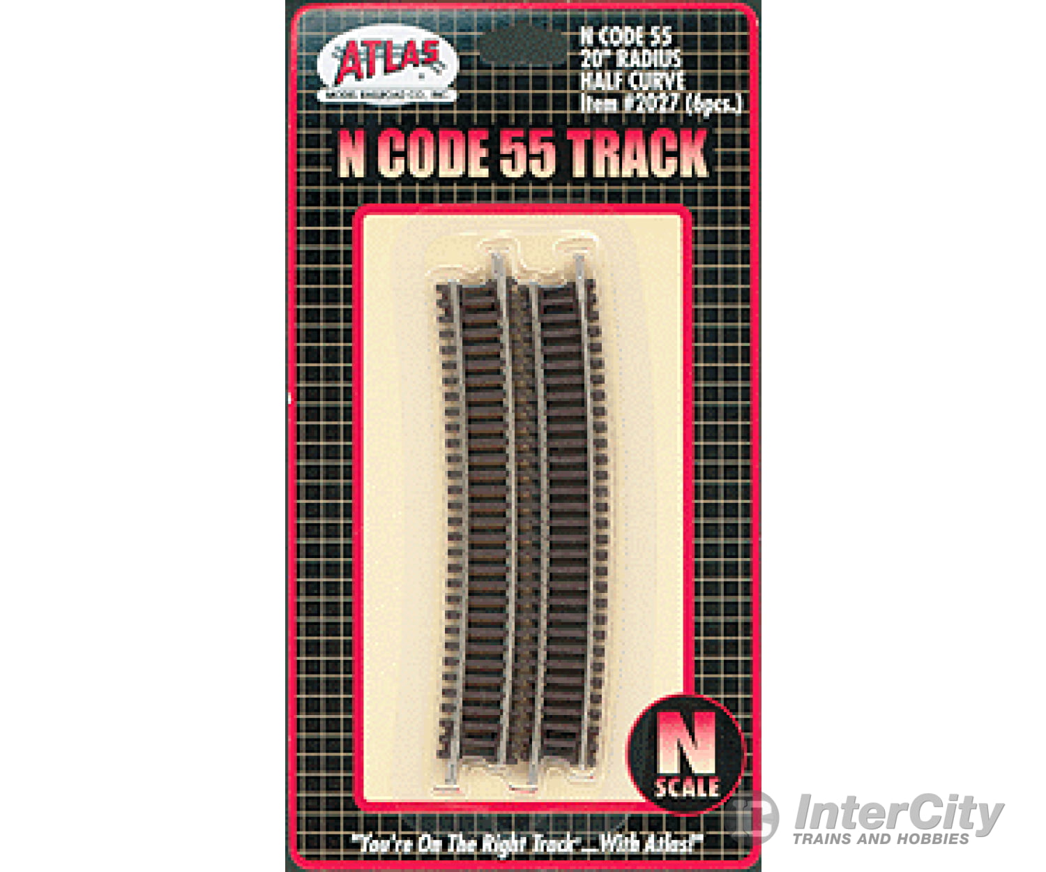 Atlas 2027 Code 55 Track W/Nickel-Silver Rail & Brown Ties -- 20 Radius Half Curve Pkg(6) Turnouts