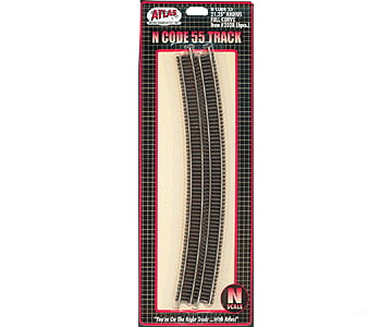 Atlas 2028 Code 55 Track W/Nickel-Silver Rail & Brown Ties -- 21-1/4 Radius Full Curve Pkg(6)