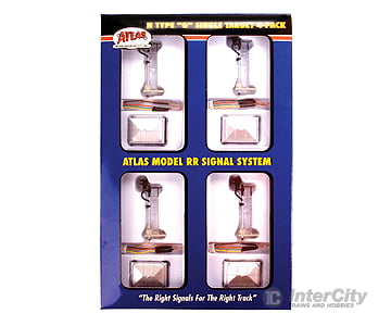 Atlas 2237 Signal System - Type G 3-Light -- Single Target 4-Pack Signals & Catenary