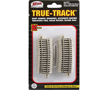 Atlas 2411 N Code 65 Tru-Track(R) -- 1/2 11 Radius Curve Track & Turnouts