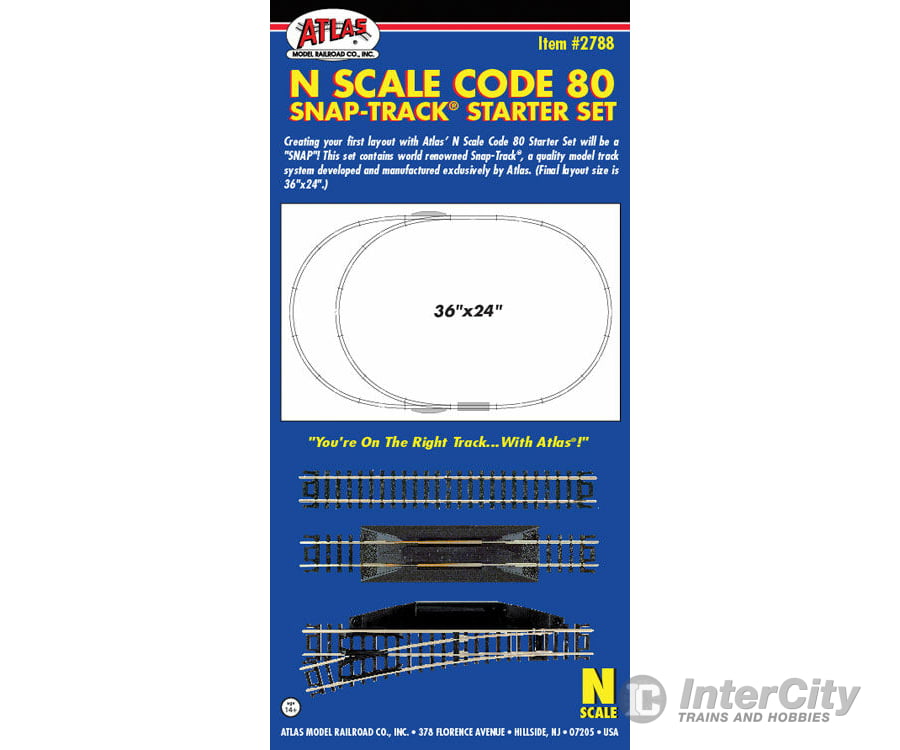 Atlas 2788 Code 80 Snap Track(R) Starter Set -- 36 X 24 91.4 61Cm Oval W/Siding & Terminal Joiners