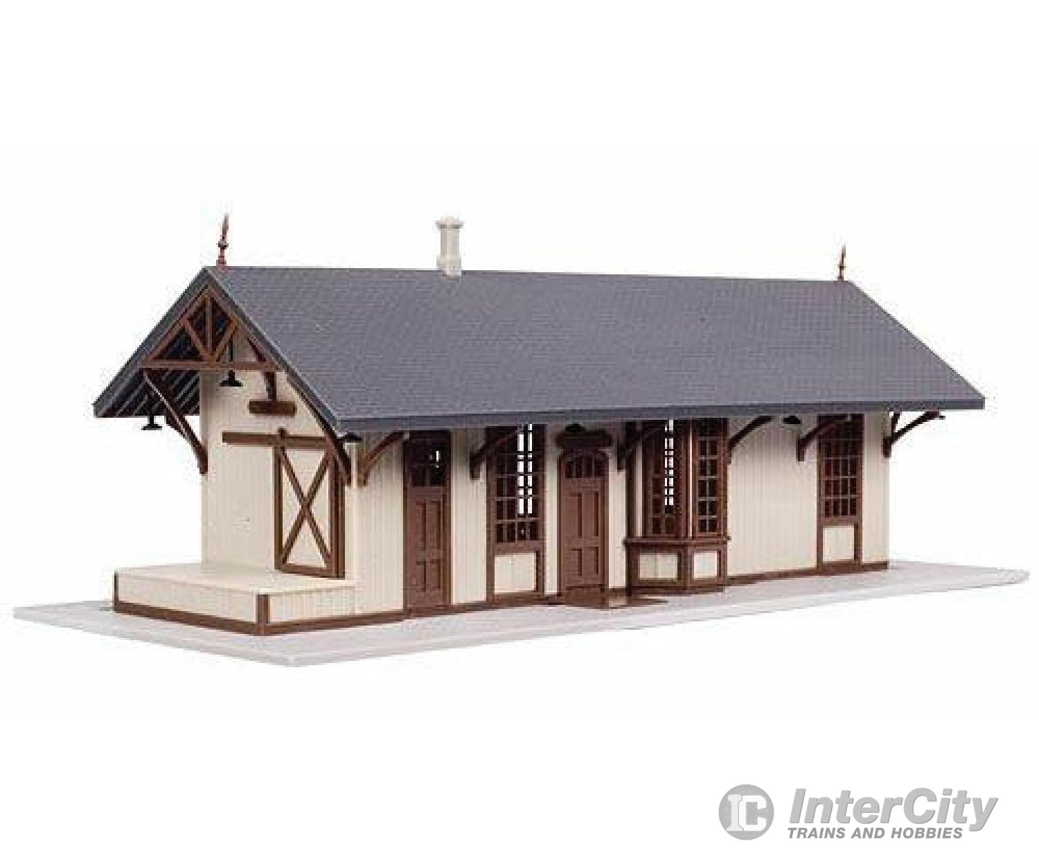 Atlas 2848 Maywood Train Station -- Kit - 5 X 2-1/4 12.7 5.7Cm (Tan Brown Trim) Structures